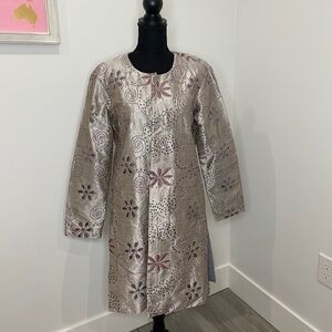 Lila Indian Gray Long Sleeve 100% Silk Kimono Coat